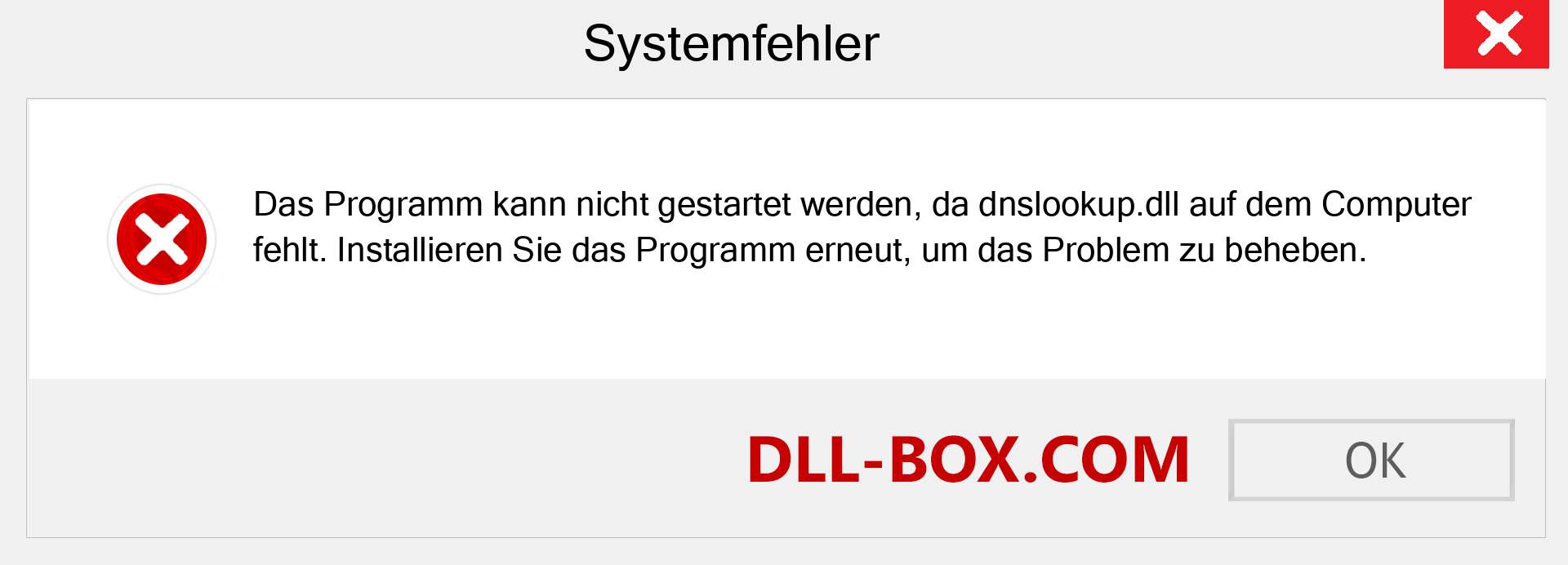 dnslookup.dll-Datei fehlt?. Download für Windows 7, 8, 10 - Fix dnslookup dll Missing Error unter Windows, Fotos, Bildern